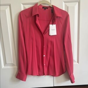 Theory Pink Button-Up Blouse